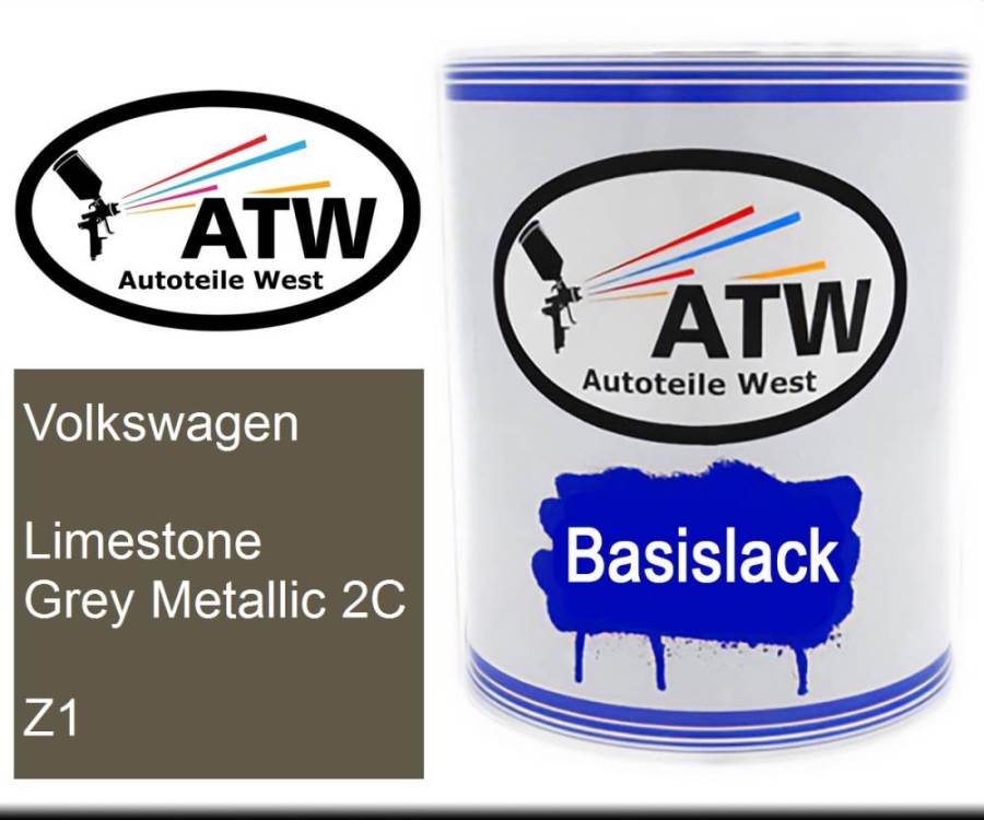 Volkswagen, Limestone Grey Metallic 2C, Z1: 1L Lackdose, von ATW Autoteile West.